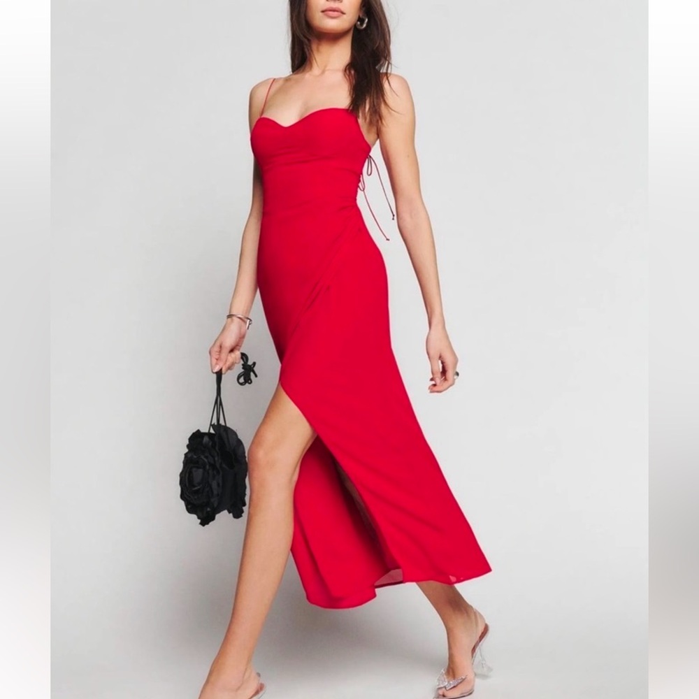 Reformation Red Strapless Dress